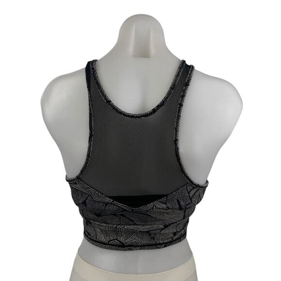 Lululemon Get It Om Black Gray Mesh Geometric Yoga Workout Athletic Crop Top 4 - Picture 2 of 4